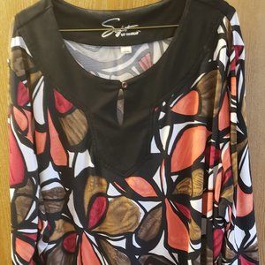 Avenue Floral Print Tunic (Brown/Orange/Black)